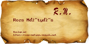 Rozs Mátyás névjegykártya